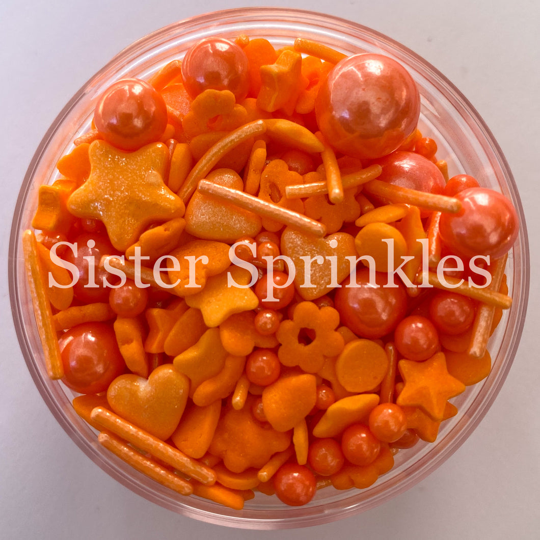Orange Star, Flower & Heart Mix - Platinum Sprinkles 2oz Bag (by weight)