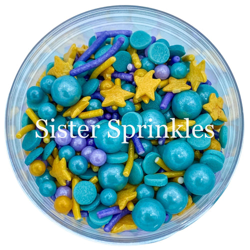 PREMIUM TEAL, PURPLE, & GOLD MIX SPRINKLES 2OZ BAG