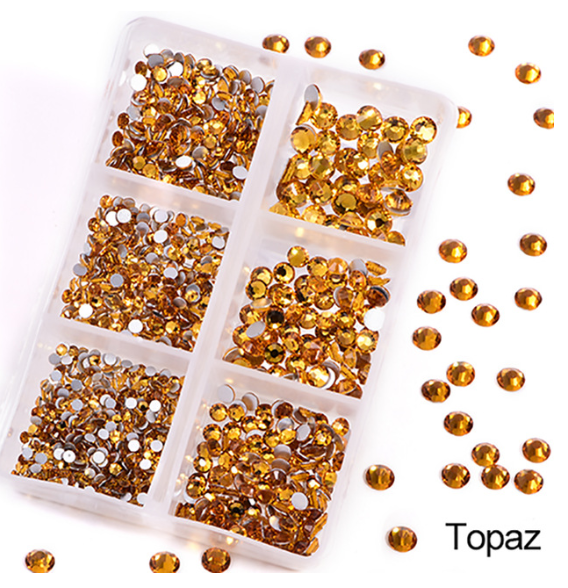 NEW Topaz 1200 Piece Variety Rhinestones AB/Clear Glass Crystal Stones (NON-Hot Fix) SS6-20