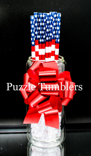 U.S. FLAG PRINT STRAWS (SOLD INDIVIDUALLY)