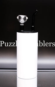 NEW 22OZ FATTY (COLD SMOKE / WATER PIPE) WITH TWIST LID SUBLIMATION TUMBLER - WHITE