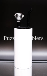 NEW 22OZ FATTY (COLD SMOKE / WATER PIPE) WITH TWIST LID SUBLIMATION TUMBLER - WHITE