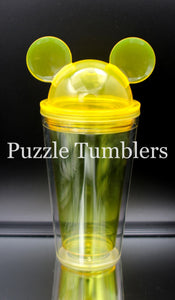 17OZ PLASTIC DOUBLE WALL WITH MOUSE EARS - YELLOW