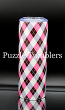 Load image into Gallery viewer, 20OZ SKINNY STRAIGHT - PINK/BLACK/WHITE ARGYLE PLAID