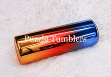 Load image into Gallery viewer, 20OZ SKINNY - BLUE RED AND ORANGE OMBRE CHROME