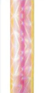 GEOMETRIC LINED HOLOGRAPHIC PINK & YELLOW VINYL 12" x 5' ROLL