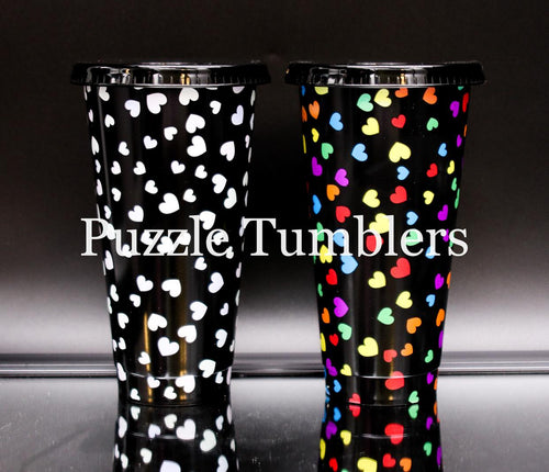 24OZ MULTI HEART (BLACK CUP) COLOR CHANGING (COLD) TUMBLER - NO LOGO