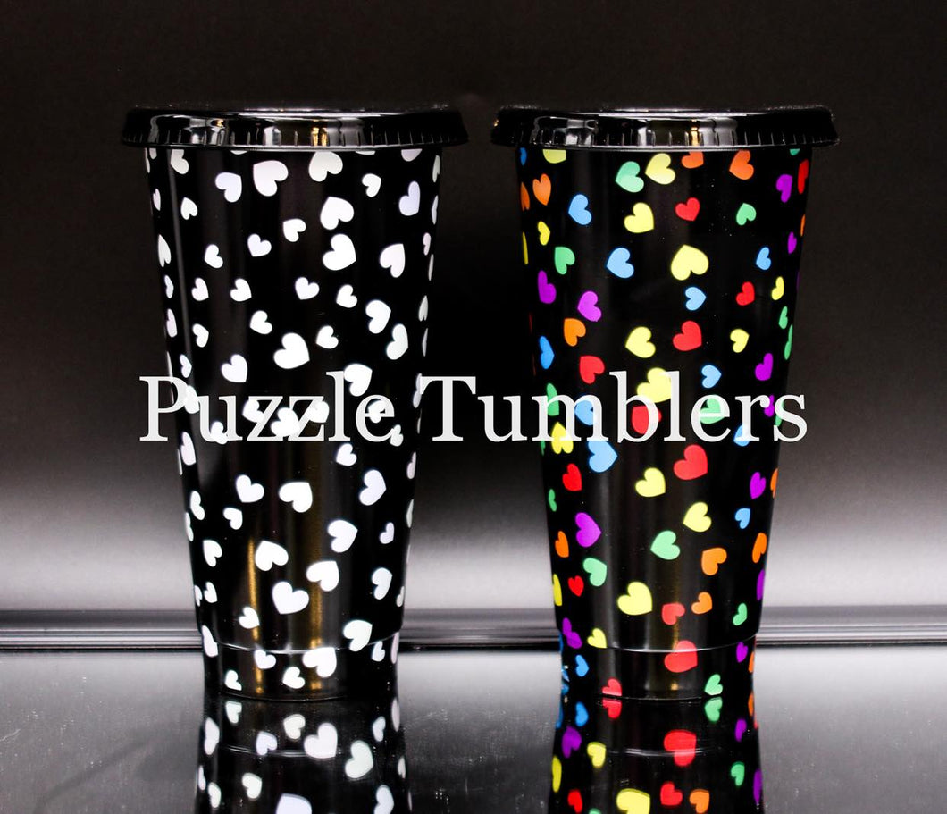 24OZ MULTI HEART (BLACK CUP) COLOR CHANGING (COLD) TUMBLER - NO LOGO
