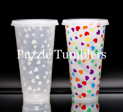 24OZ MULTI HEART (CLEAR CUP) COLOR CHANGING (COLD) TUMBLER - NO LOGO