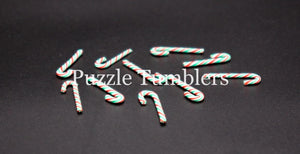 1" MINATURE CANDY CANE (10 PIECES) RED, GREEN, & GREEN - FAKE