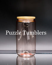 Load image into Gallery viewer, 16OZ PINK SOLID TRANSPARENT SUMBLIMATION GLASS TUMBLER WITH BAMBOO LID
