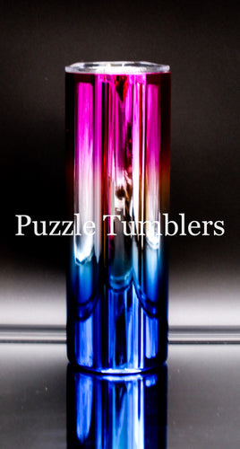 20OZ SKINNY - PINK WHITE AND BLUE OMBRE CHROME