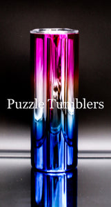 20OZ SKINNY - PINK WHITE AND BLUE OMBRE CHROME