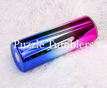 Load image into Gallery viewer, 20OZ SKINNY - PINK WHITE AND BLUE OMBRE CHROME