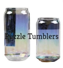 Load image into Gallery viewer, 16OZ RAINBOW IRIDESCENT (SHIMMER) SUMBLIMATION GLASS TUMBLER WITH BAMBOO LID