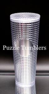 24OZ SILVER SQUARE STUDDED TUMBLER - NO LOGO