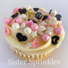 Load image into Gallery viewer, Pink, White &amp; Black Mix - Platinum Sprinkles 2oz Bag (by weight)