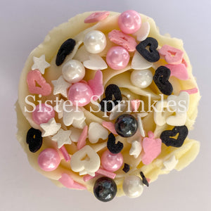 Pink, White & Black Mix - Platinum Sprinkles 2oz Bag (by weight)